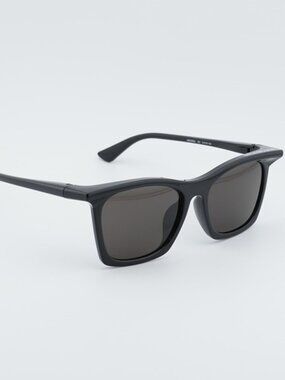 Balenciaga BB0099SA 001 Sunglasses Black Square Frame, Grey Lenses